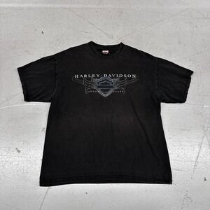 Vintage Harley Davidson Shirt Mens XL Black Bergdale Minnesota Graphic Tee 90s